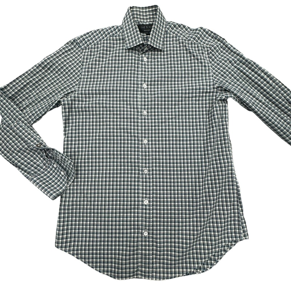 rag & bone New York Dress Shirt Men's 14.5 Multi Plaid Long Sleeve Button Down